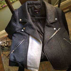 Vigoss leather and wool moto jacket